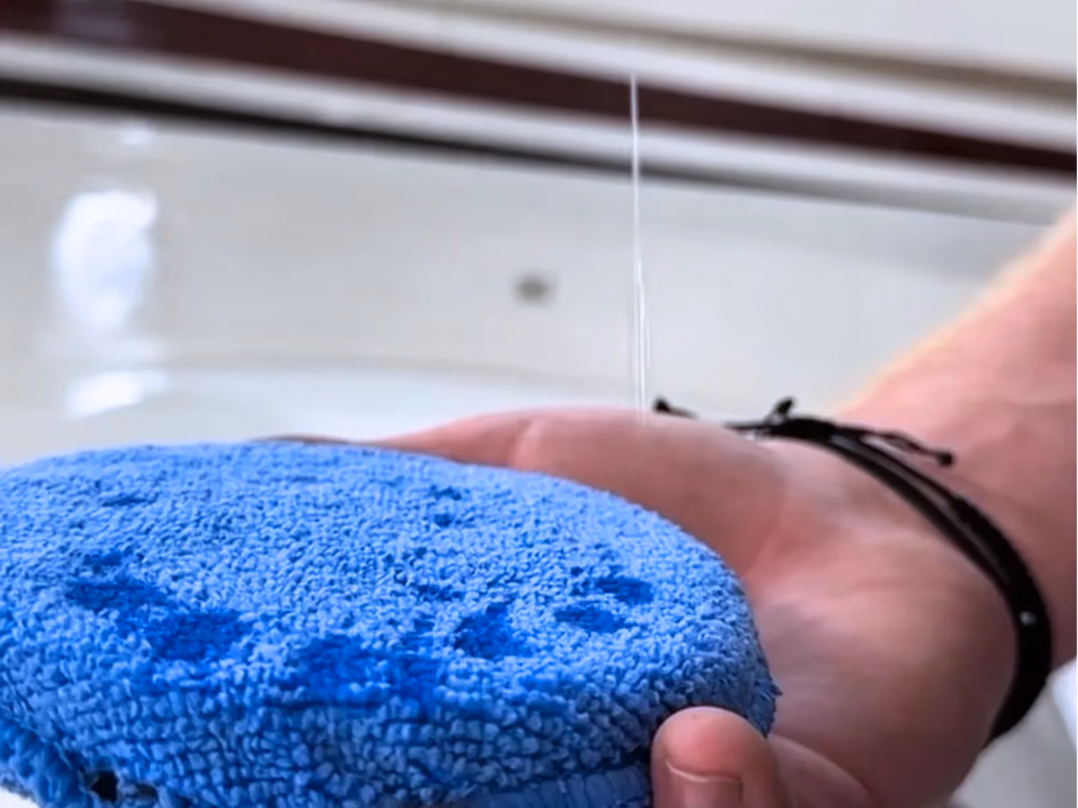 Ceramic coating applied by hand with an applicator block