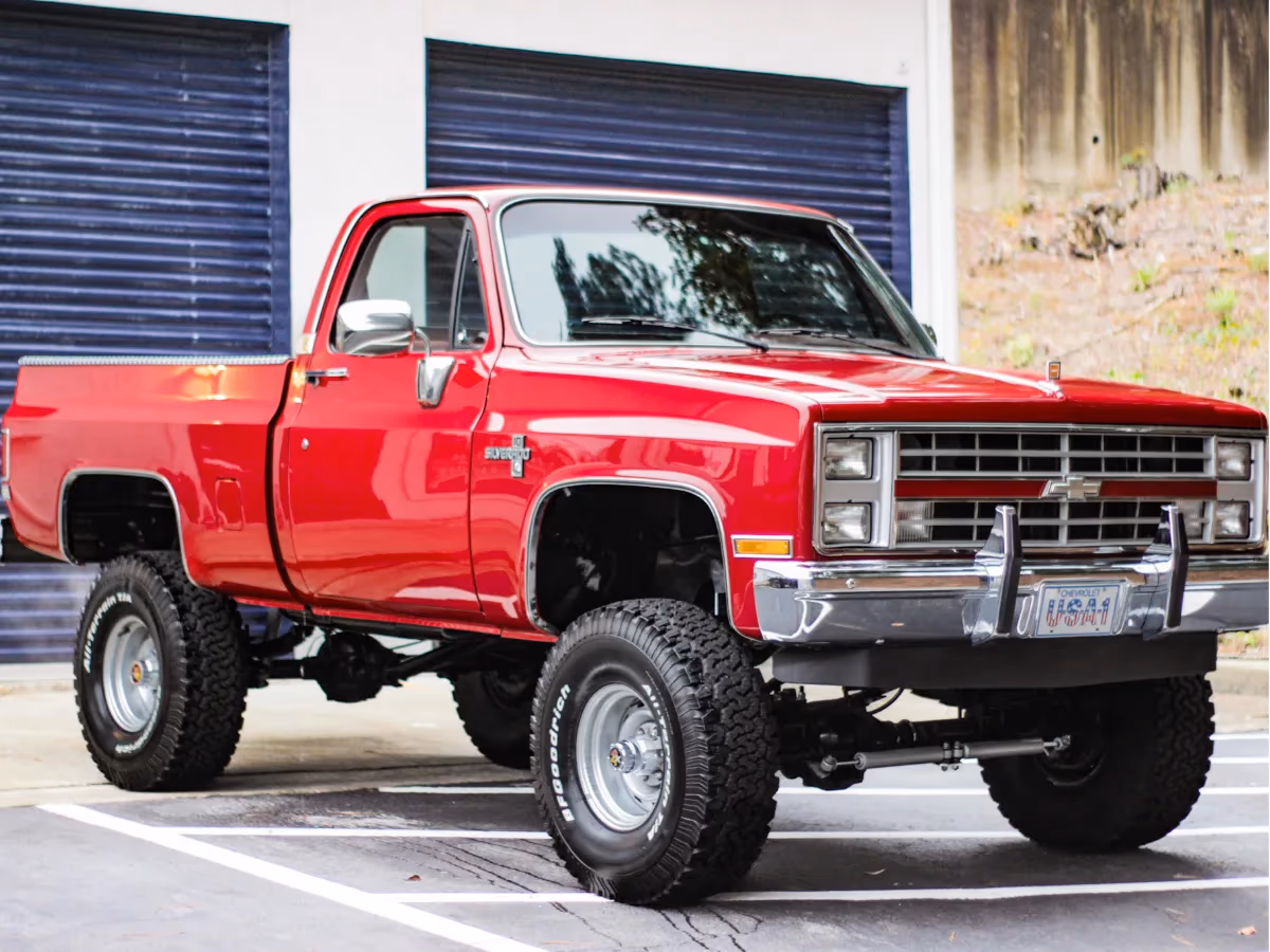 Red Chevy truck detailed inside and out