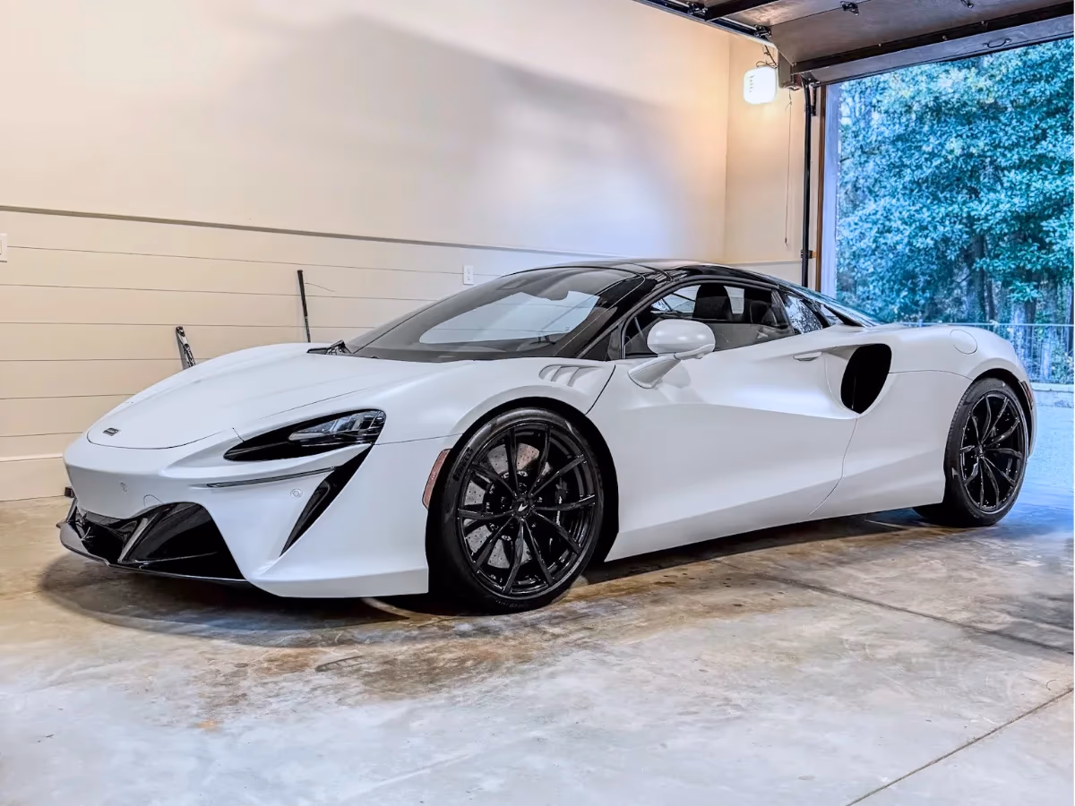 White McLaren wrapped in full-body paint protection film